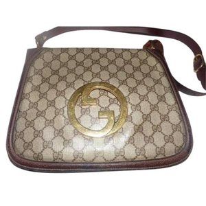 Gucci Brown Guccissima Print Leather Blondie Saddle Bag